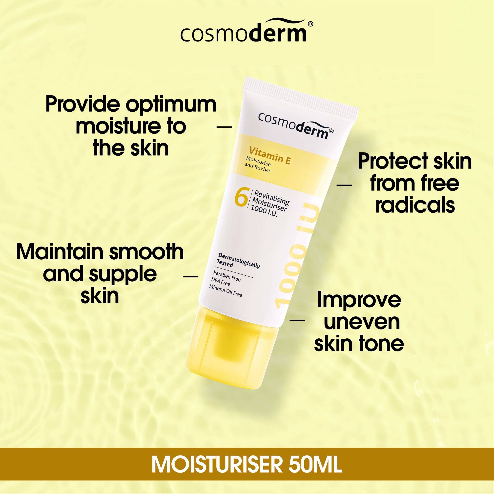 Cosmoderm Vitamin E 1,000 I.U. Revitalising Moisturiser 50ml