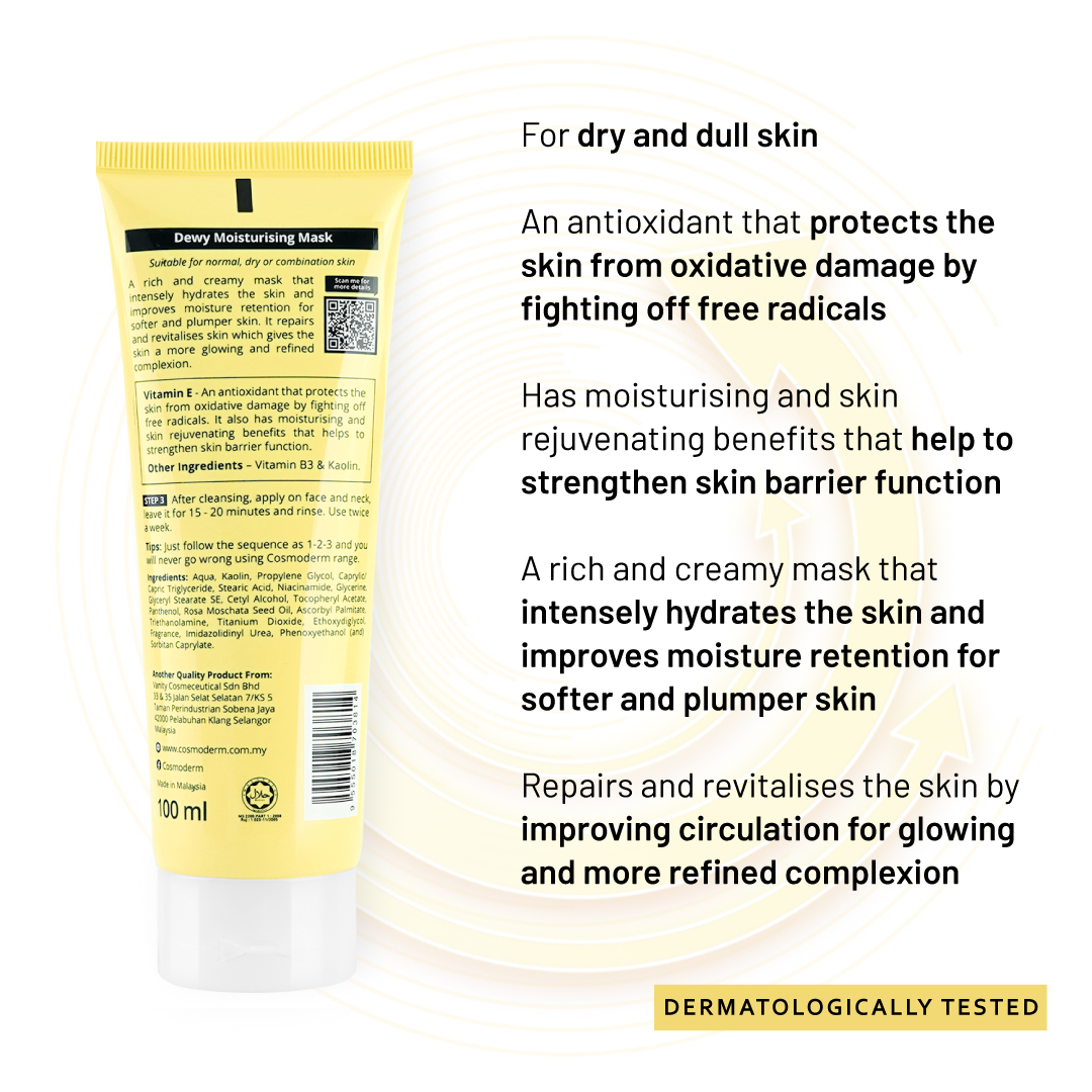 Cosmoderm Vitamin E Dewy Moisturising Mask 100ml