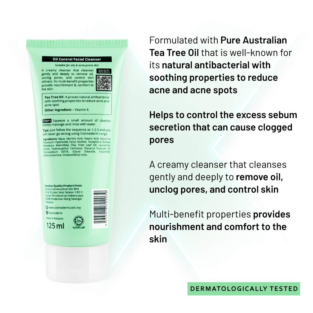 Cosmoderm Tea Tree Oil Oil Control Facial Cleanser 125 Ml