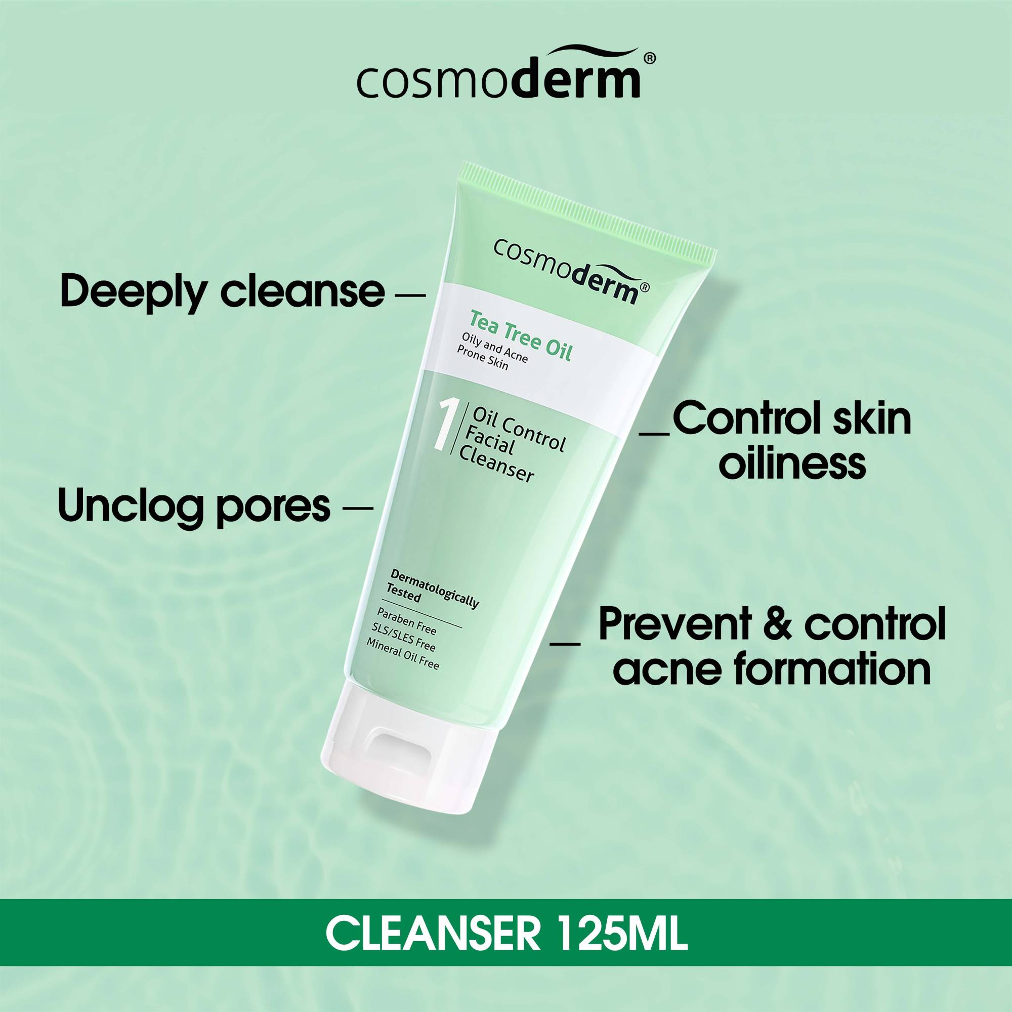 Cosmoderm Tea Tree Oil Oil Control Facial Cleanser