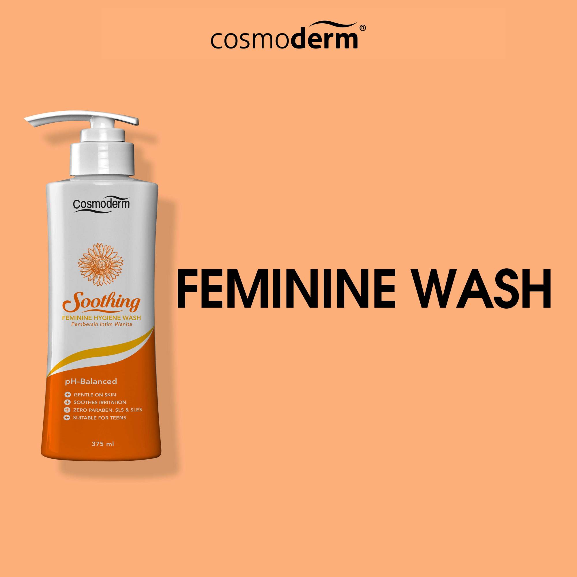 Cosmoderm Soothing Feminine Hygiene Wash 375ml Pembersih Intim Wanita