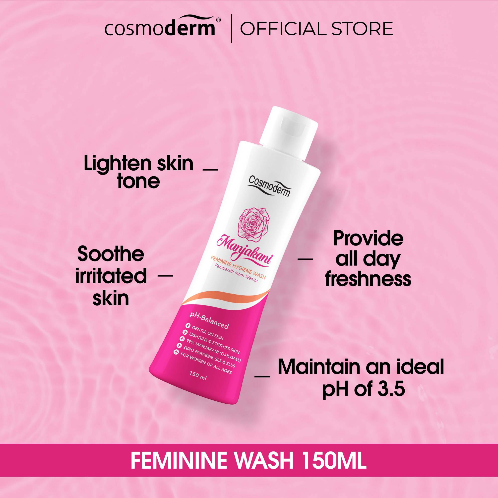 Cosmoderm Manjakini Feminine Hygiene Wash 150ml Pembersih Intim Wanita