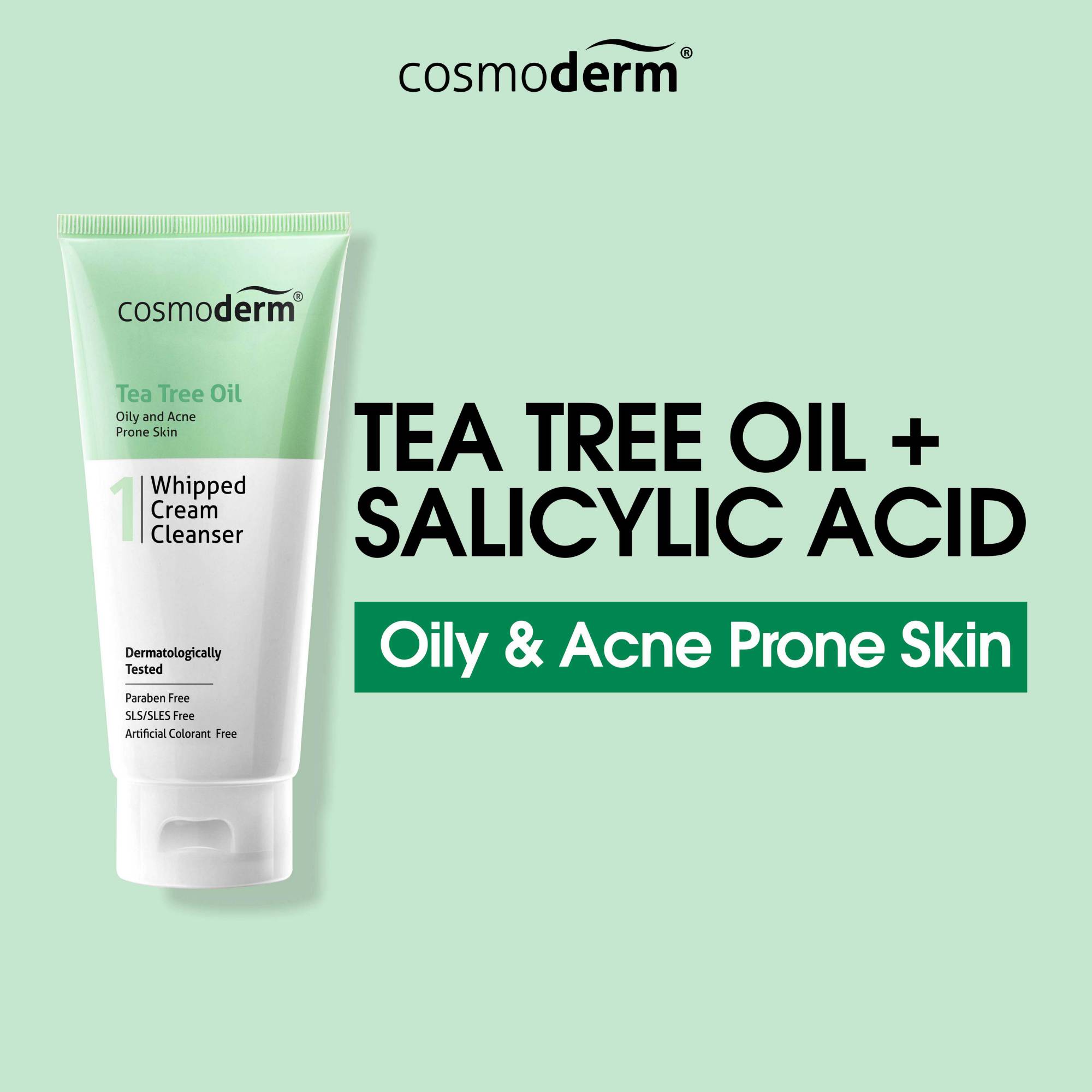 Cosmoderm Tea Tree Oil Whipped Cream Cleanser 125ml