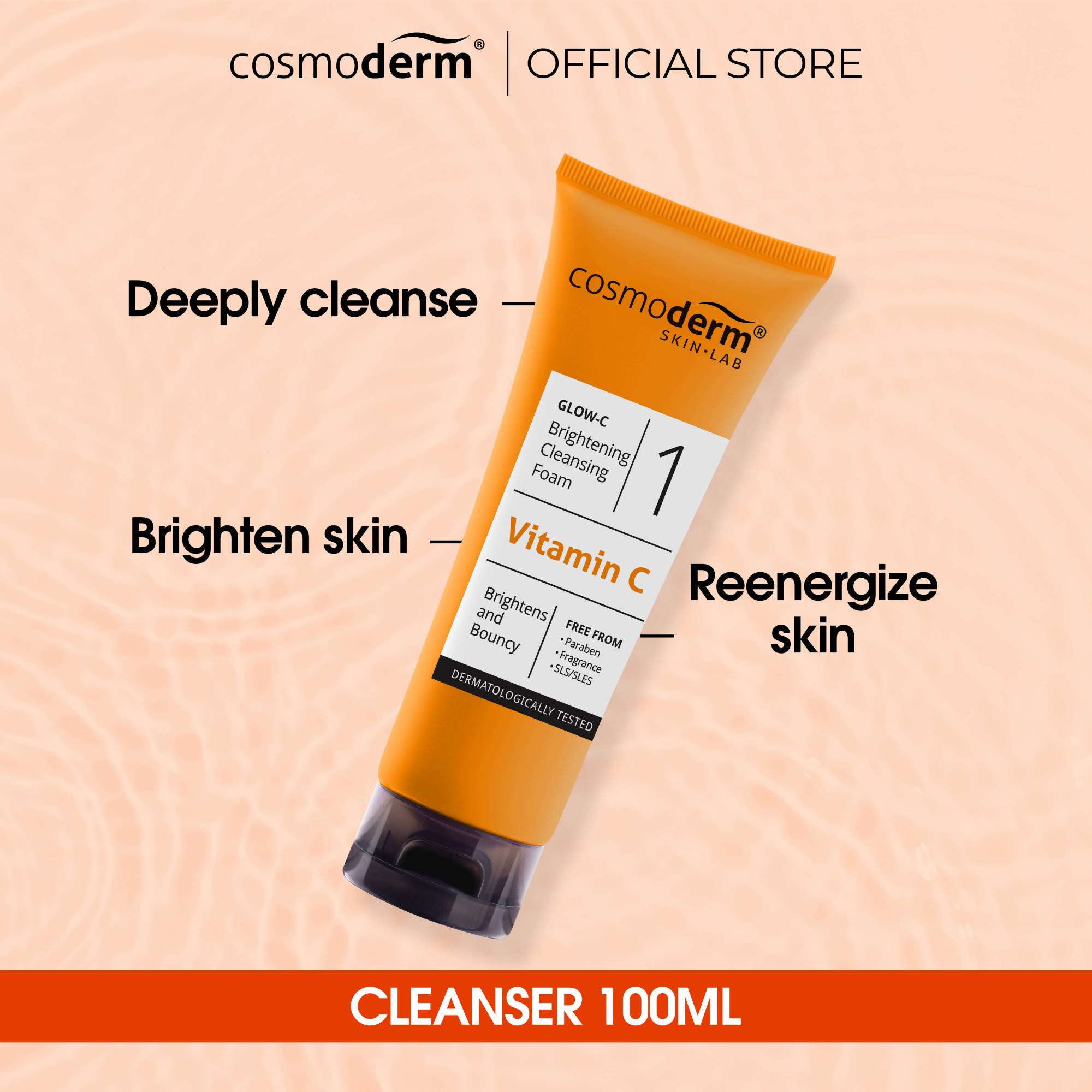 Cosmoderm GLOWC Brightening Cleansing Foam 100ml