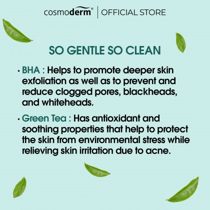 Cosmoderm Natural Balance and Treat Facial Cleanser 100 ml (Green Tea Extract, BHA/Salicylic Acid)