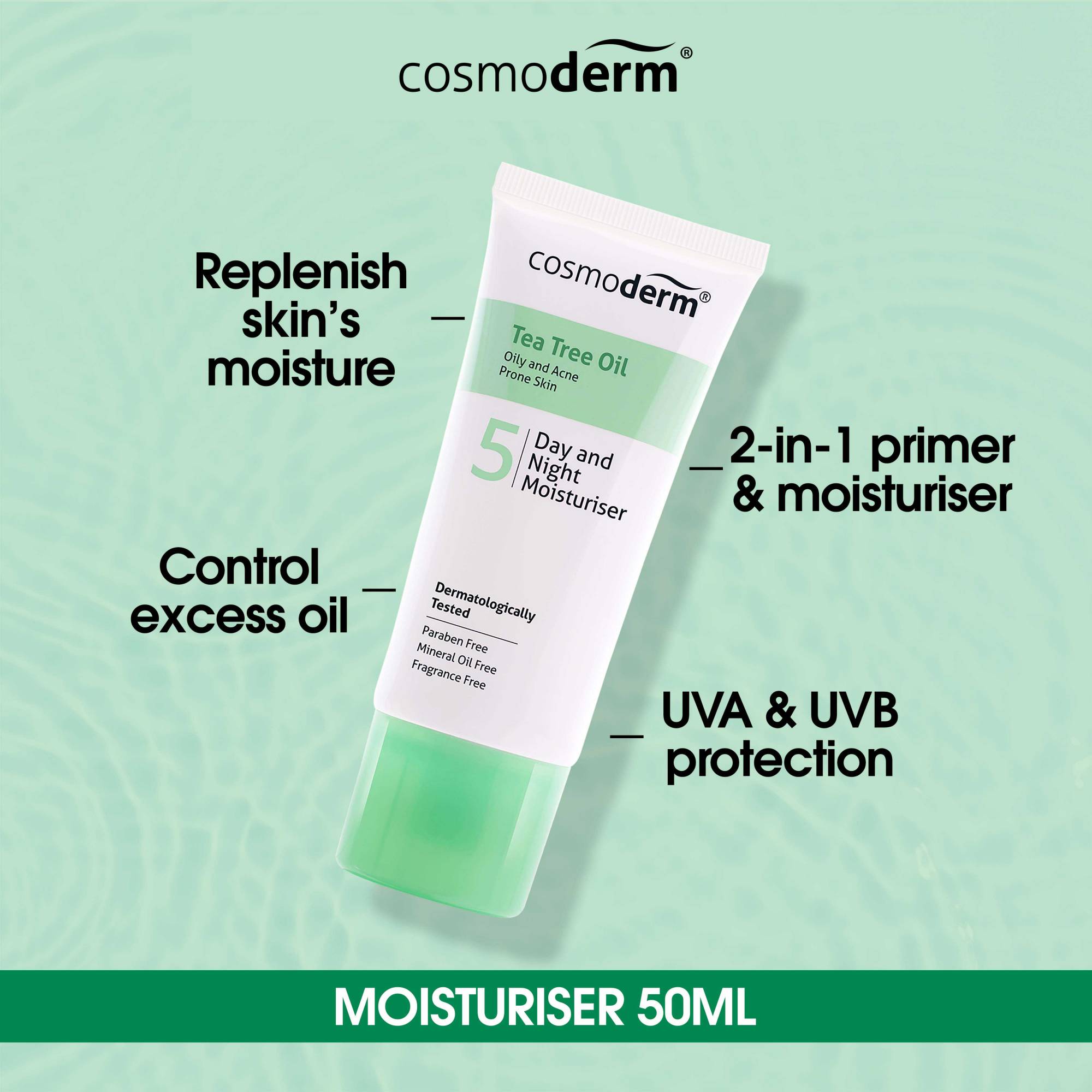 Cosmoderm Tea Tree Oil Day & Night Moisturiser SPF 15 PA+++ 50ml