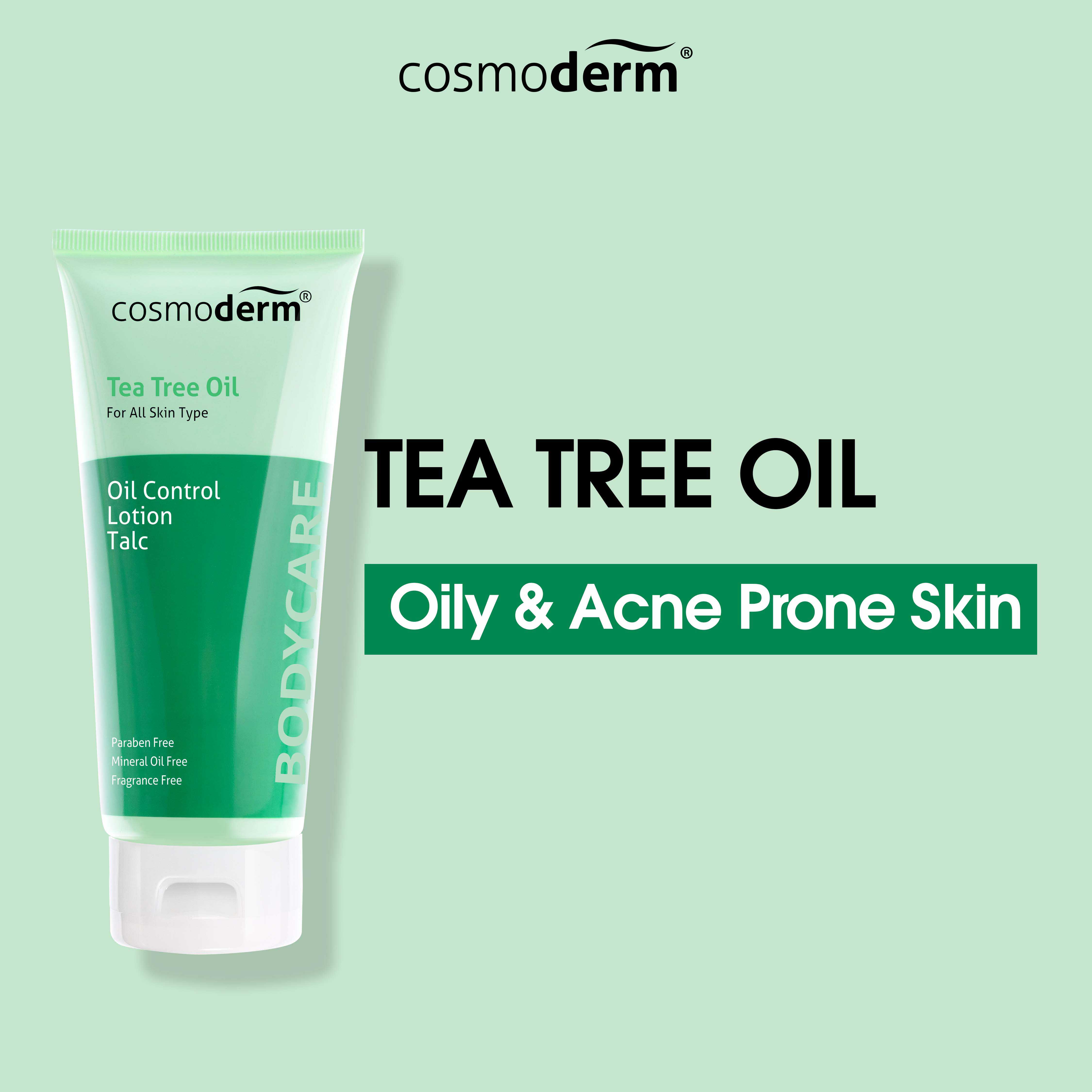 Cosmoderm Tea Tree Oil Oil Control Lotion Talc 125 ml