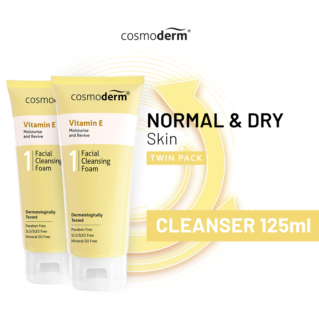 Cosmoderm Vitamin E Facial Cleansing Foam 125ml (Twin Pack)